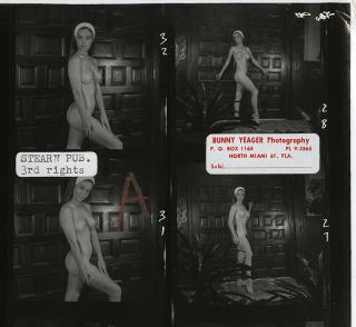 Hand Signed Bunny Yeager Vintage Mickey O ' Brian Nude Contact Sheet Photograph 2