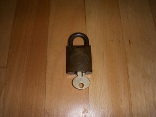 Small Vintage Brass Corbin Padlock With Key