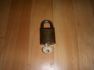 Small Vintage Brass Corbin Padlock With Key 2
