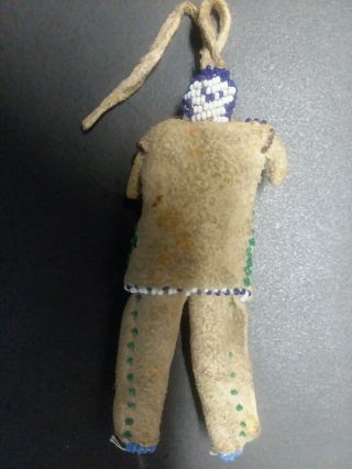 American Indian Leather Doll - Leather And Beads 4.  5 "