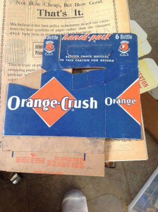 Orange Crush Advertising Soda Carton 6 Pack Holder Crushy 1950 