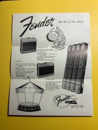 Fender Guitar Ad Sheet 4 Neck Guitar Bandmaster Amp Twin Amp Santa Ana Ca 1953