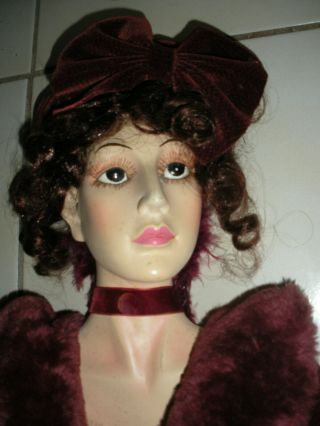 Vintage Female Mannequin Bust Composite Wood Victorian Dressed 12x16 