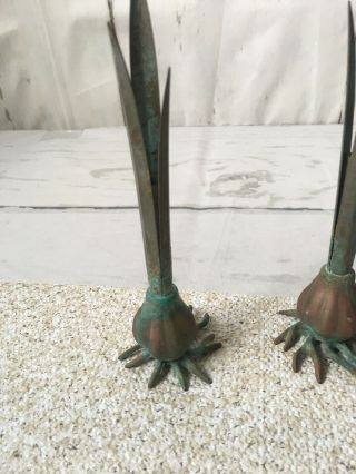 Brass Metal Verdigris Onion Garlic Tulip Bud Vase Figurine Carnevale 1987 Roots 3