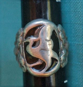 Vintage Georg Jensen Style Sterling Silver Ring Phoenix Bird 3 Size 6.  5