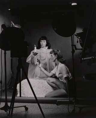 Bunny Yeager & Bettie Page 8 " By 10 " Unique Negative Posed Candid Estate Owned