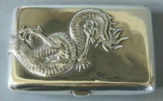 fine antique Chinese Export Silver Cigarette case Dragon Wang Hing c1910 2