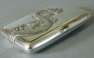 fine antique Chinese Export Silver Cigarette case Dragon Wang Hing c1910 3