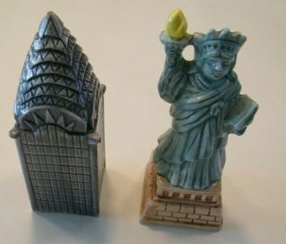 York Ceramic Statue Of Liberty And Empire State Building Salt & Pepper Set
