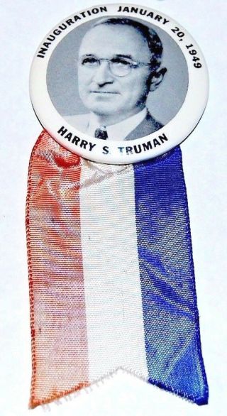 1949 Harry Truman Inauguration Campaign Pin Pinback Button Political President