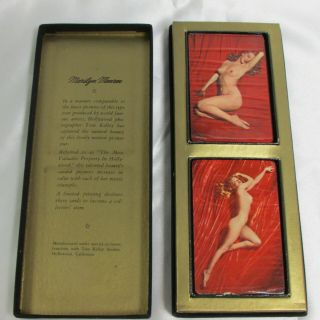 1950s Marilyn Monroe Nude Playing Card Decks W/ Tax Stamps & Box By Tom Kelley