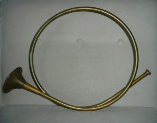 Large Vintage Brass Hunting French Horn Bugle Round Bell Wall Decor 19 " Long