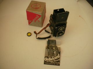 Vintage Rolleicord 6x6 Tlr Medium Format Camera Zeiss 3,  8 W/box And Instructions