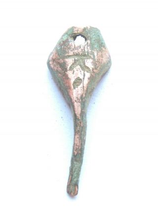 Iron Age Ancient Celtic Bronze Amulet W/ Druid Symbol Hallstatt Culture 700 Bc