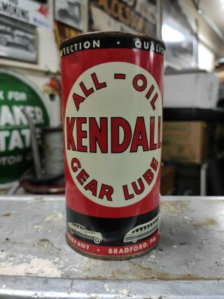Vintage Never Opened Kendall All Oil Gear Lube Advertising Tin Can