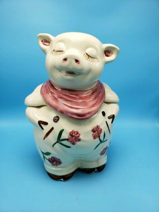 Vintage Shawnee Smiley Pig Cookie Jar Hand Painted 1940 