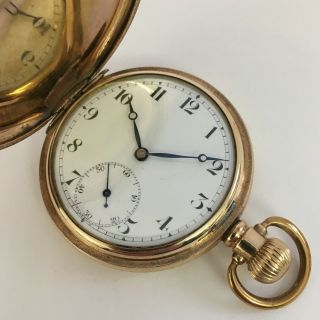 Vintage Full Hunter Dennison Cased Rolled Rose Gold Pocket Watch Swiss Movement