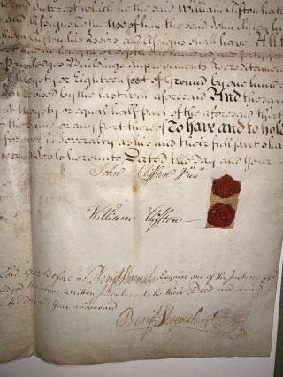 Colonial Deed,  Philadelphia,  1752 John Clifton And Signed By Mayor B.  Shoemaker 3
