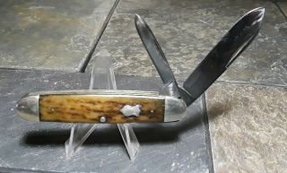 Vintage Cattaraugus 2 Blade Bone Handle Pocket Knife