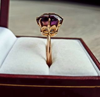 Vintage Rose Gold And Large Amethyst Cocktail Ring Size L/m