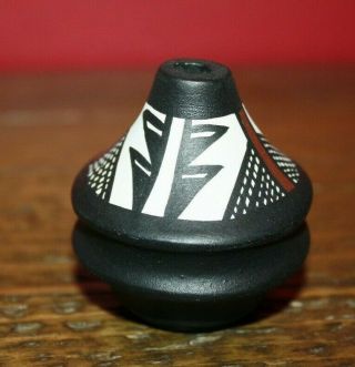 Navajo Miniature Black Pottery Vase,  Signed On Bottom Marita Navajo,  Az.