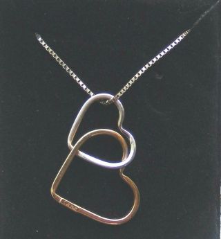 Cji 14k Yellow & White Gold Double Heart Necklace