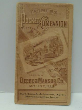 1884 Deere & Mansur Pocket Ledger Companion Moline Il