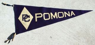 Vintage Pomona College Felt Pennant W/sewn On Letters Over 36 " Long W/tassels