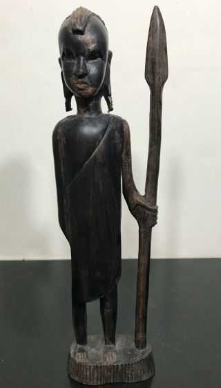 Vintage Carved Wood African Ethnic Tribal Art Statue Sculpture Figurine 12”