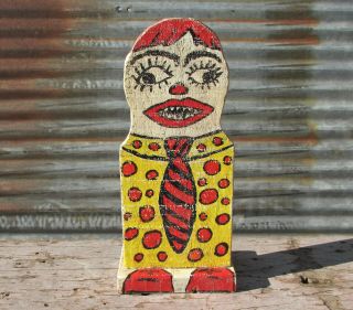 Vintage Carnival Knock Down Punk Wooden Hand Painted Game Midway Arcade Sign Old