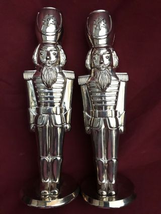 Godinger Silver Set Of 2 Nutcrackers Silver Plated Candlestick Holders