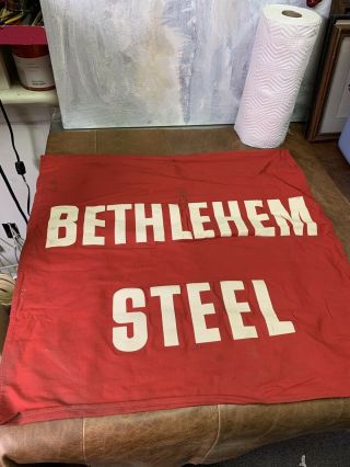 4 Vtg Bethlehem Steel Cloth Safety Road Flag/banner/sign For Tractor Trailer