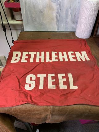 4 Vtg BETHLEHEM STEEL Cloth Safety Road Flag/Banner/Sign For Tractor Trailer 3