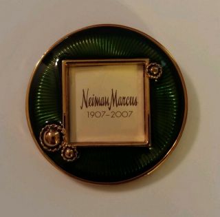 Jay Strongwater Neiman Marcus Mini Picture Frame Pocket Clip Goldtone & Green