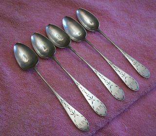 Samuel Bowne Set Of Five Coin Silver Spoons,  Ca.  1805,  York,  N.  Y.