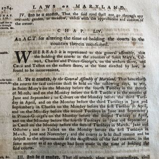 1784 Maryland Law Beginning Of Randallstown Early Ellicott City Md