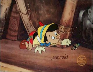 Sericel Cel MARC DAVIS Pinocchio Jiminy Cricket Hand Signed Walt Disney 2