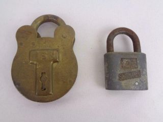 Vintage Padlocks Locks (no Keys) - Brass Federal Usn & Slaymaker Pin Tumbler