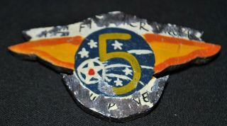 Wwii 5th Usaaf 547th Night Fighter Squadron Wooden Theatre Made Pin