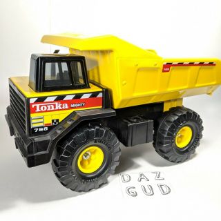 Vtg Tonka Mighty 768 Big Yellow Toy Dump Truck 16 " Long 1999 Metal Hasbro Euc