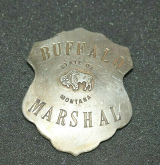 Antique Buffalo Montana Badge,  Silver Plated Ornate Inlayed Letters,  Mid 1800s