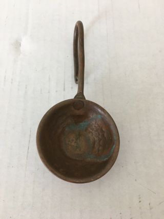 Vintage Hand Hammered Wrought Copper Spoon (warming Scoop) Early Primitive Folk
