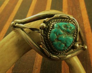Vintage Southwest Turquoise Nugget Cuff Bracelet Sterling
