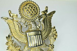 Highly Detailed Gemsco Wwii Ww2 Hat Visor Cap Badge Us Army Officer Gilt Eagle
