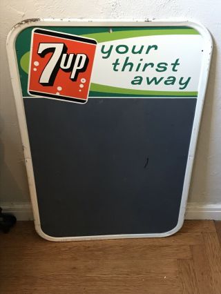 Vintage 7up Your Thirst Away Chalkboard Advertising Menu Sign 24x14 "