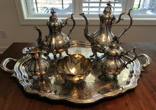 Reed & Barton Winthrop Silver Plate Hand Chased 5 Piece Tea Set