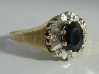 Stunning Vintage Sapphire & Diamond 9k Gold Ring By Ca Of Birmingham Size M