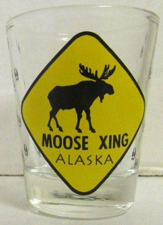 Alaska Moose Crossing Shot Glass