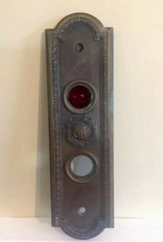 Antique Otis Hotel Elevator In Use Push Button Brass Plate Cover Orn.  Deco Read