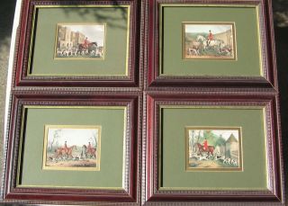Set Of 4 Framed Ready To Hang Horse And Hound Prints